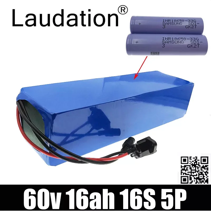 

Laudation 60v 16ah Electric Scooter Lithium Battery High Quality 18650 Pack 16S 5P 67.2V For 750W Motor Scooter With 30A BMS