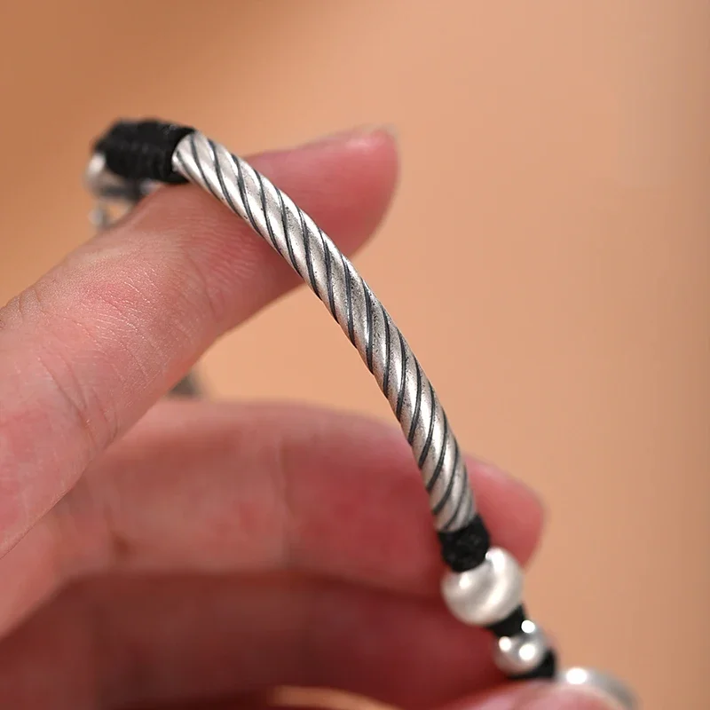 Безопасный браслет ZABRA S999 из стерлингового серебра нишевый плетеный ручной