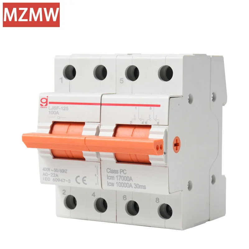 2P AC 100A 125A Изолирующий выключатель с ручной передачей и двойным питанием Модульный ручной переключатель 400 В MTS Солнечный автоматический выключатель