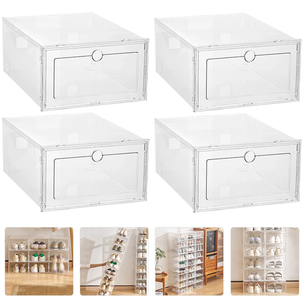 

Stackable Shoe Storage Container Sneaker Cabinet Display Case Organizer For Cabinets