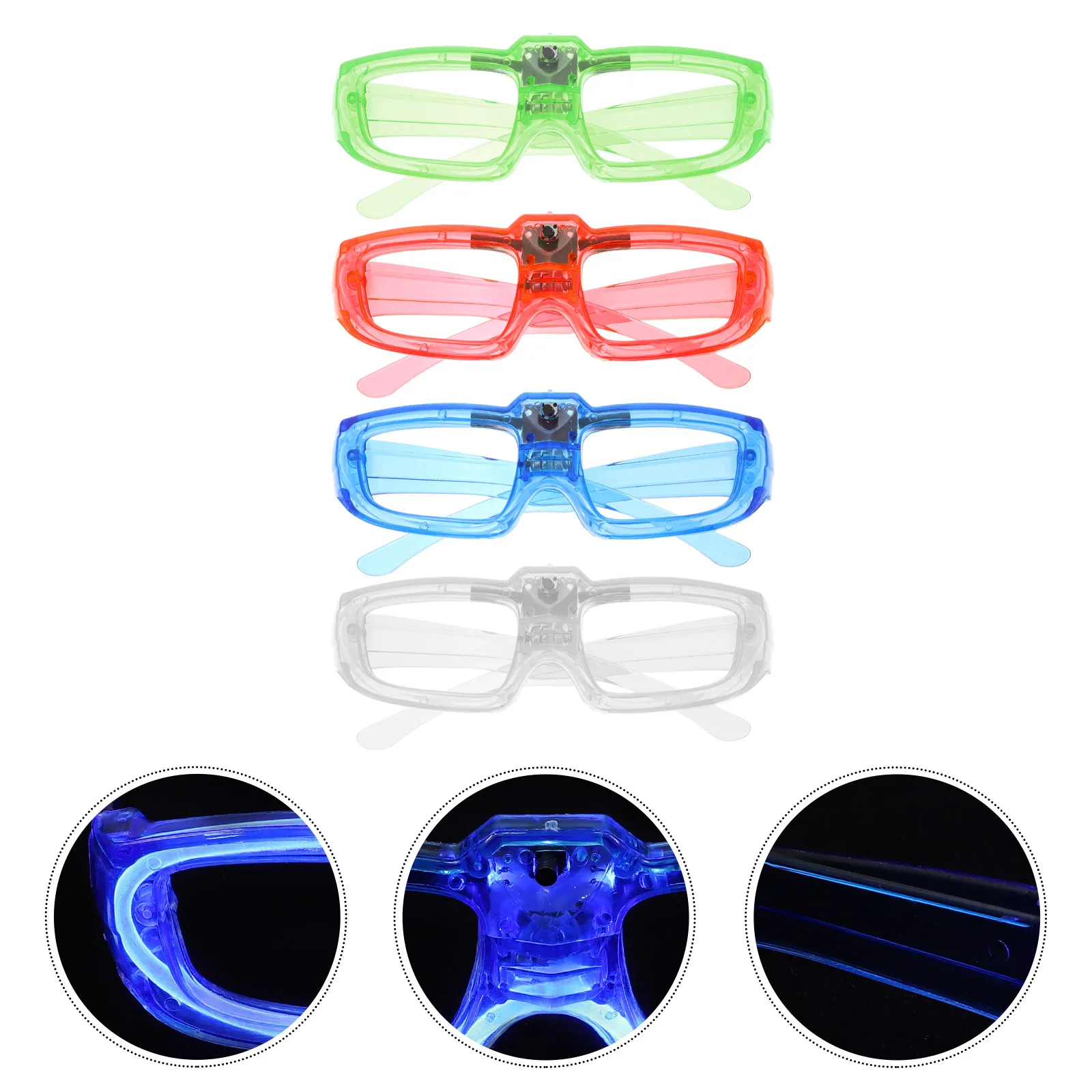 

3/4pcs Square-Rimmed LED Flash Glasses Party Supply Luminous Eyeglasses Party Prop Nightclub Dancing Disco Cool Glasses Decor