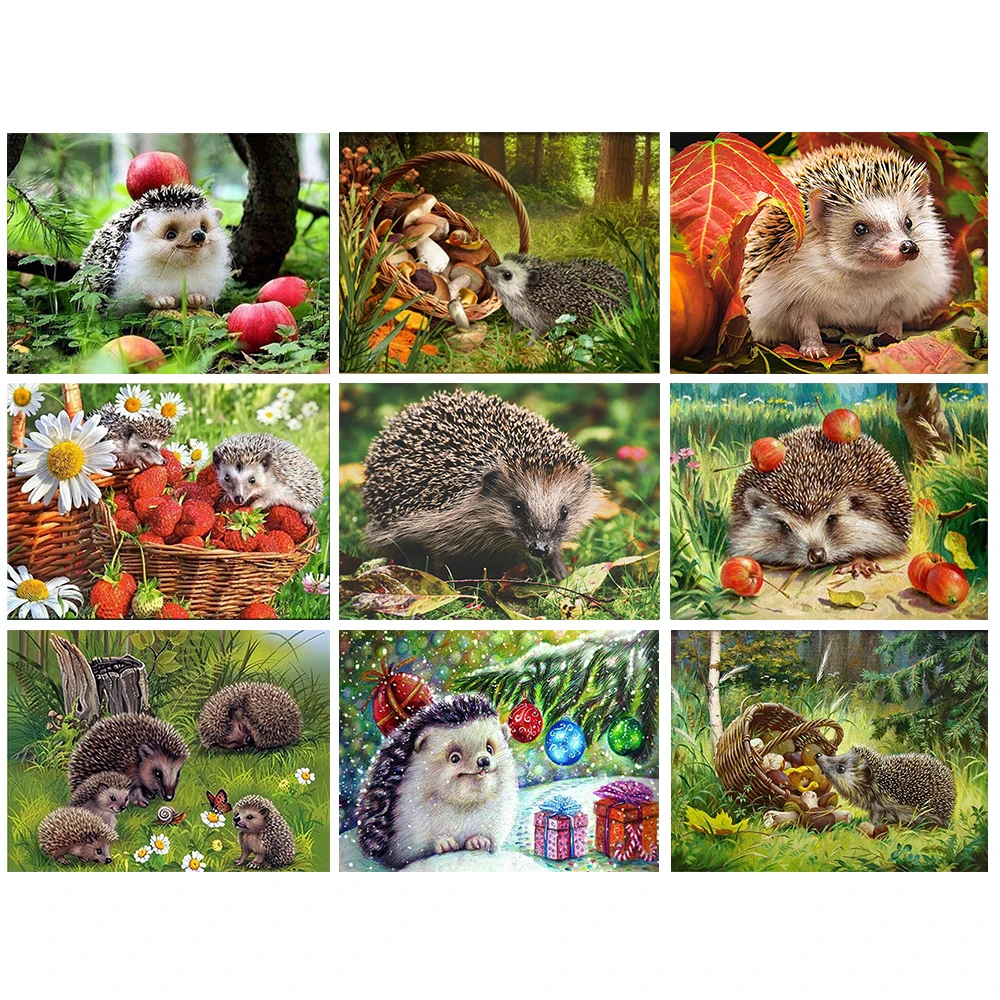 

5D Diamond Painting Hedgehog Rhinestone Pictures Animals Diamond Embroidery Cross Stitch Kit Mosaic Art Home Decor