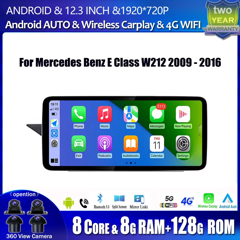 12 3 &quotAndroid 14 для Mercedes Benz E Class W212 2009-2016 Автомобильный Raido GPS-навигатор Мультимедийный