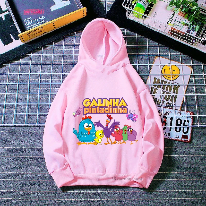 

2022 New Hot Sale Girls Hoodie Contos CláSsicos Com A Galinha Pintadinha Print Kids Pink Winter LongSleeve Sweatshirt Jacket top