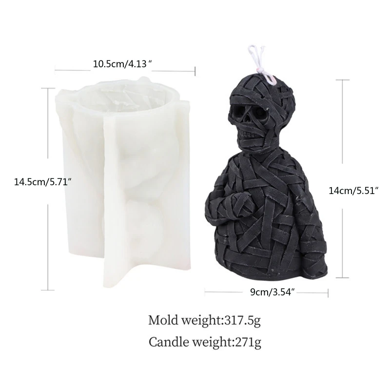 

3D Bandage Skull Head Silicone Mold Candle Plaster Handmade Mould