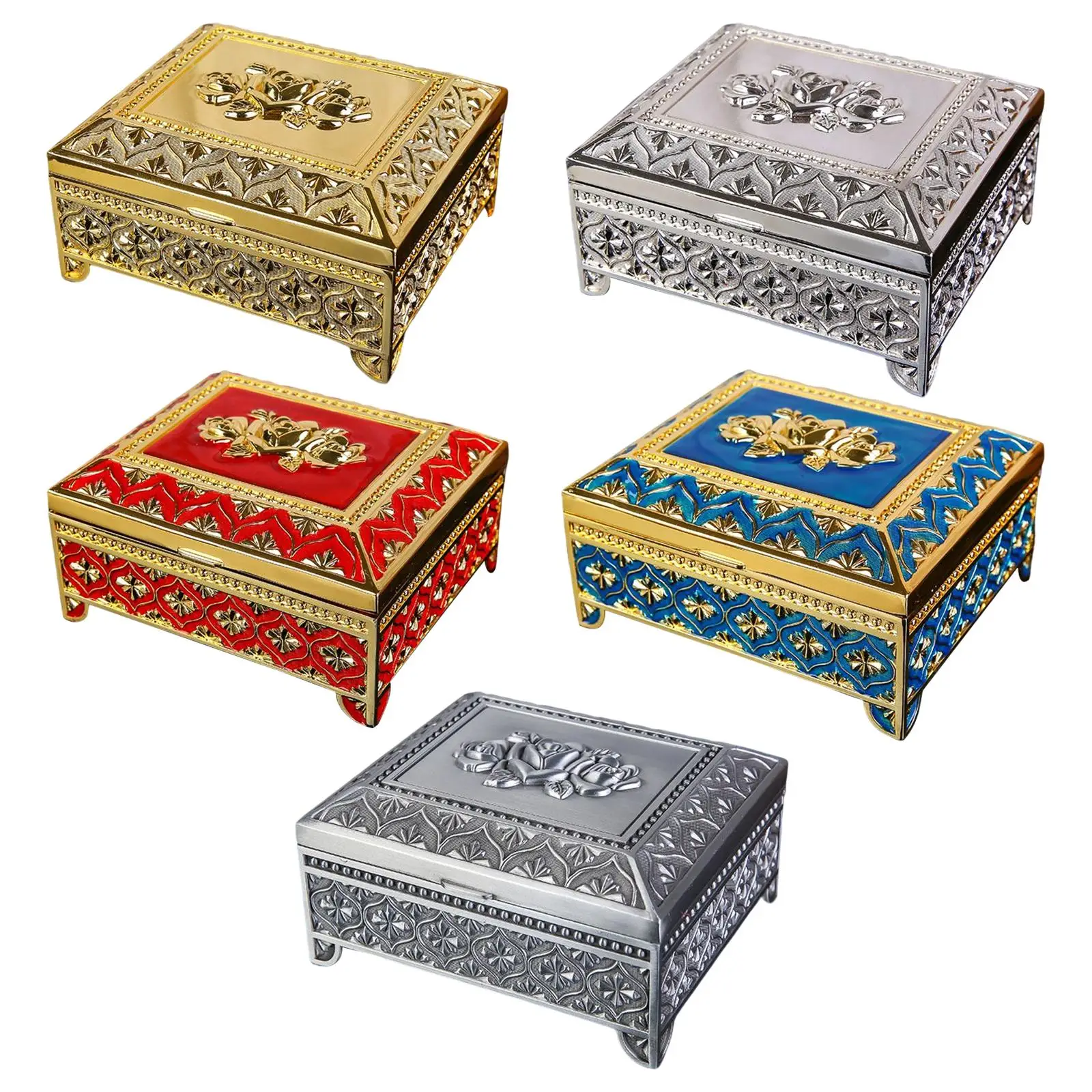 

Floral Engraved Trinket Box, Treasure Organizer Chest Wedding Centerpieces Net Weight 493G