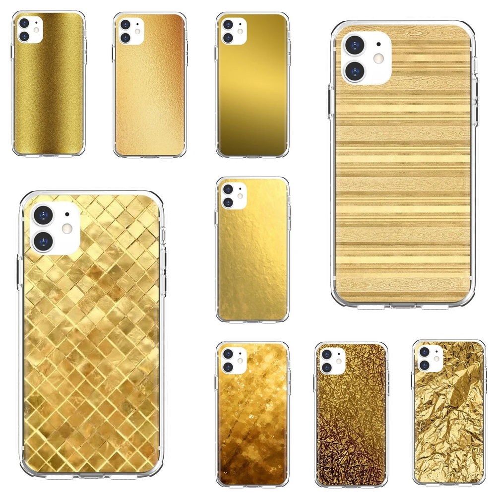 

Metallic-Gold-Foil-wallpaper-Print Soft Cases Cover For iPhone 10 11 12 13 Mini Pro 4S 5S SE 5C 6 6S 7 8 X XR XS Plus Max 2020