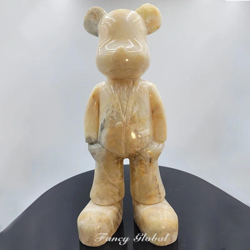 Необычная скульптура животного bearbrick натуральный мраморный камень