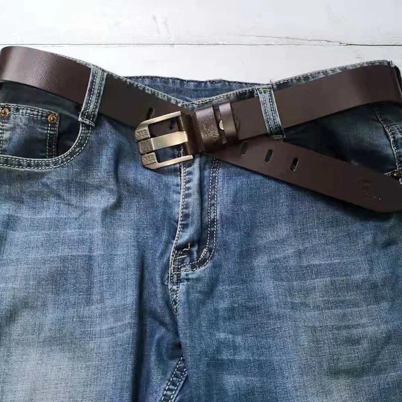

Genuine Leather for Men High Quality Jeans Belt Strap Luxury Brand Pin Buckle Men's Business Belts Cummerbunds Ceinture Homme