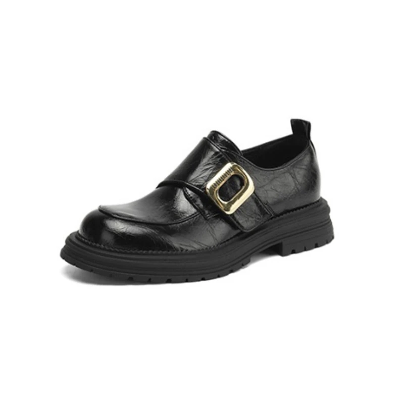 Женские туфли на платформе с круглым носком 35-43 черные/коричневые