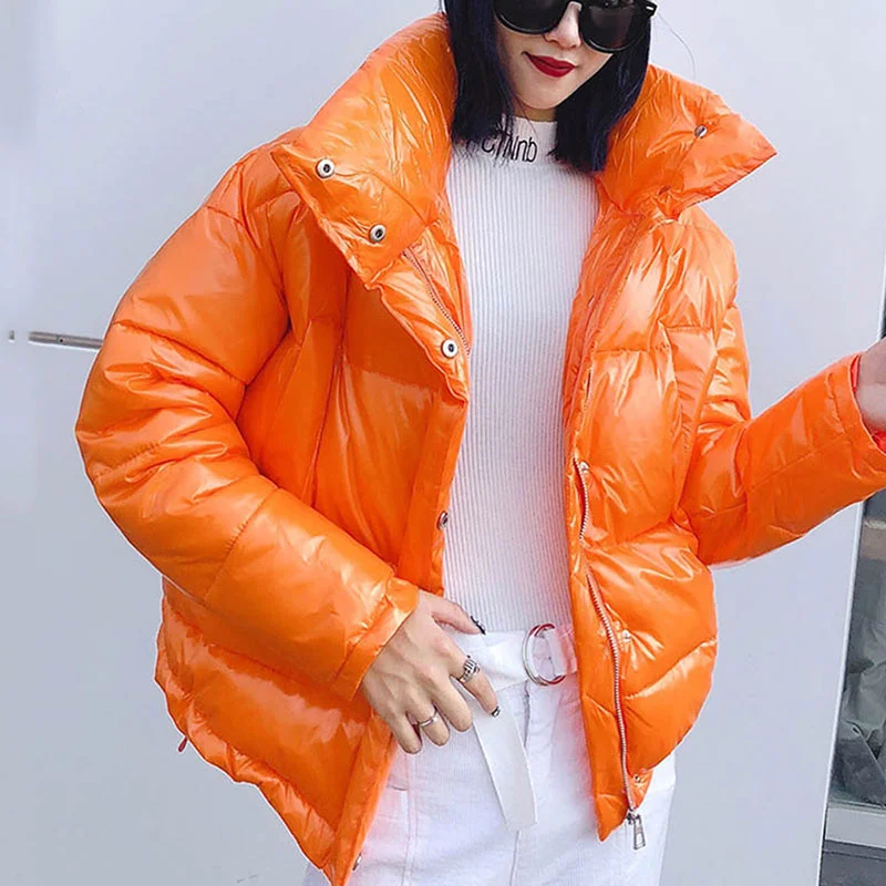 

Down Cotton Glossy Warm Thick Parka Women's Waterproof Puffer Jacket Winter Coat Women Pink Blue Red Black Orange MY234