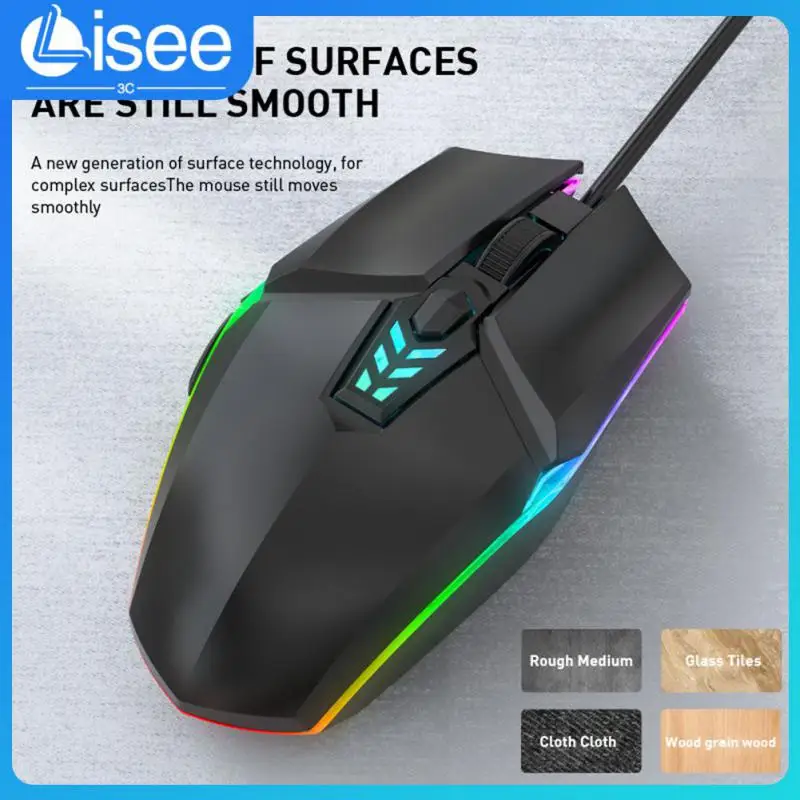 

Led Backlit Mice Wired Mouse Gamer Universal Gamer Mouse 1600 Dpi Breathing Light Mute Wired Gaming Mouse Ergonomics Usb Mouse