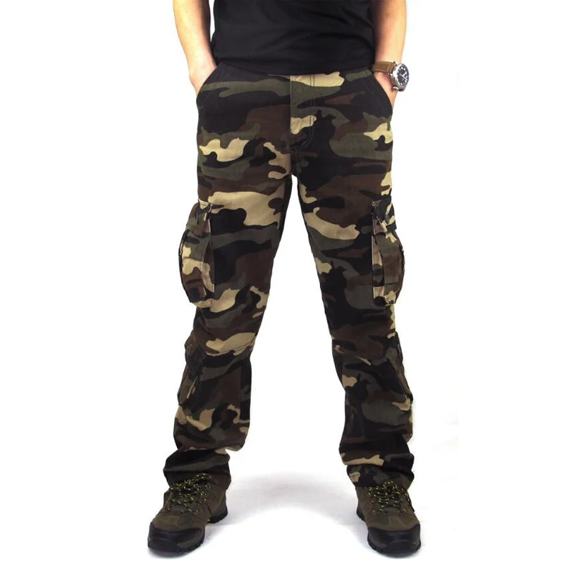 

Hot Men's Camouflage Military Cargo Pants Men Casual Camo Multi-pocket Trousers Joggers Streetwear Fashion Urban Overalls Pants