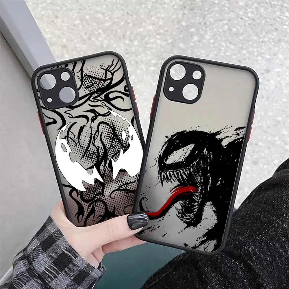 Фото Прозрачный чехол с логотипом Marvel Venom для iPhone 17E, 17, 16, 16E, 15, 14, 13, 12, 11 Pro Max, 17 Air, 7, 8 Plus, XR, XS – Противоударный защитный чехол-броня №3
