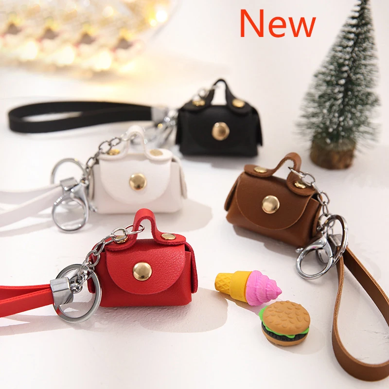 

New Cute coin purse PU Mini storage bag Women's portable storage bag Headphone case Soft leather key chain personality key bag