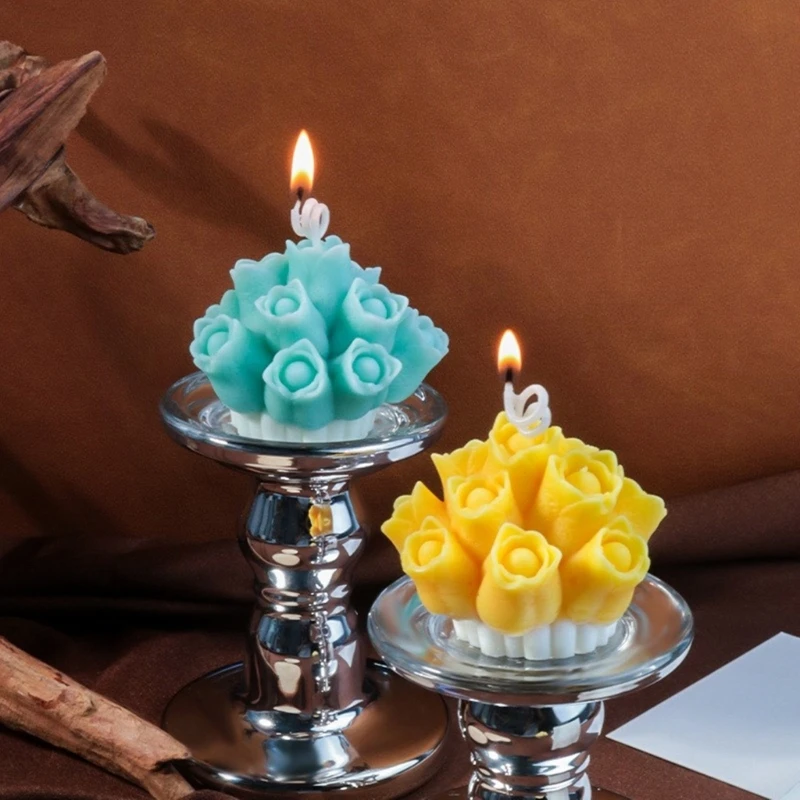 Силиконовая форма для ароматических свечей 3D букета тюльпанов цветов