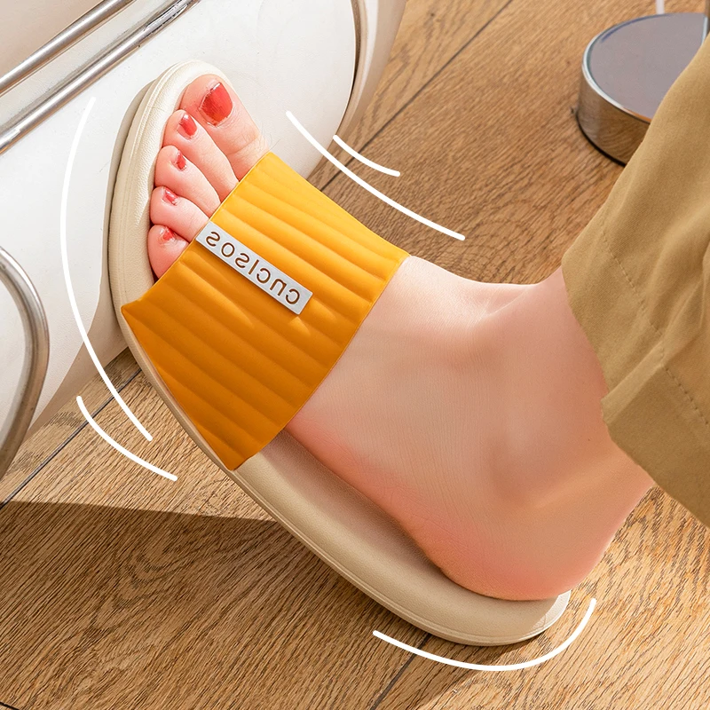

2022 Summer New Home Slippers Women Letters Thick Sole Indoor Household Slides Ladies Casual Beach Flip Flops Man House Shoes