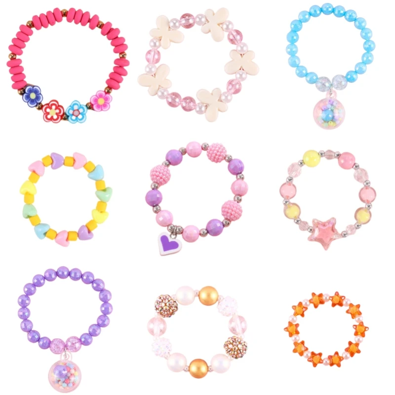 Pearly Beads Jewelry Making Toys For Children Lacing Bracelet set Crafts Handmade Princess Girl Gifts Classic Toy HandiCrafts