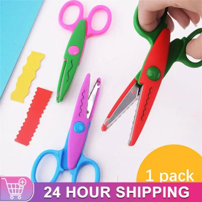 

Universal Plastic Binding Hand Scissors Curved Edges Diy Decorative Scissor Lace Cutting Creativity Paper Craft Scissors