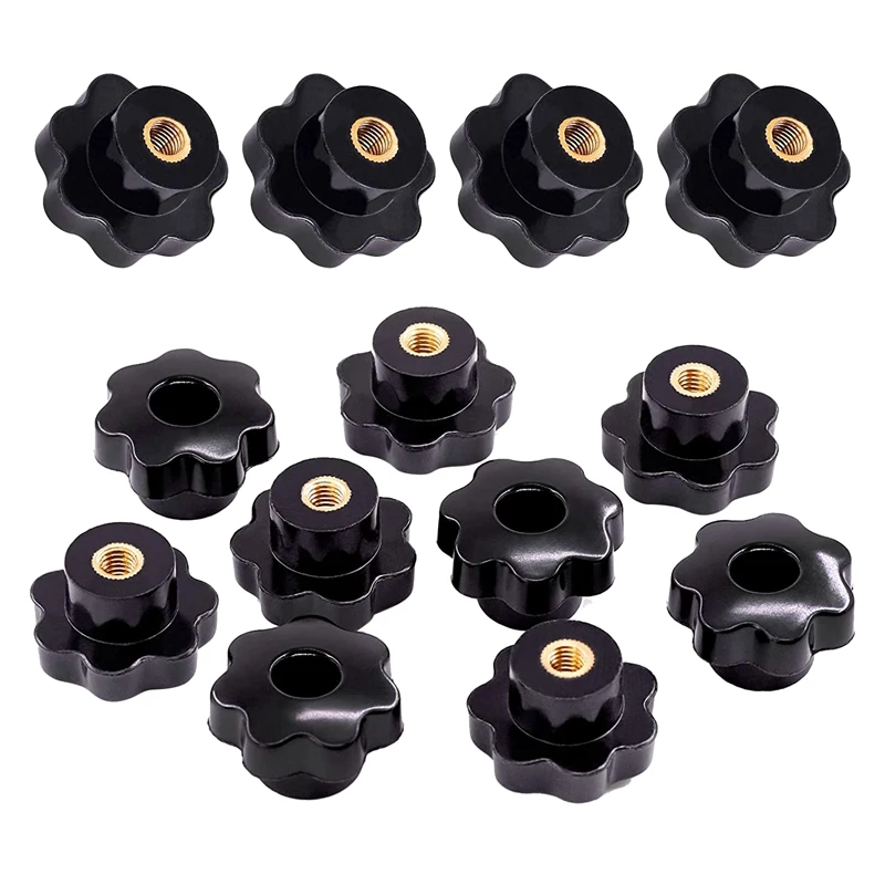 

15Pcs 7 Star Through Hole Star Shape Hand Knobs Grip Kit Screw-On Handle Clamping Knob For Mechanical Equipment (M8)