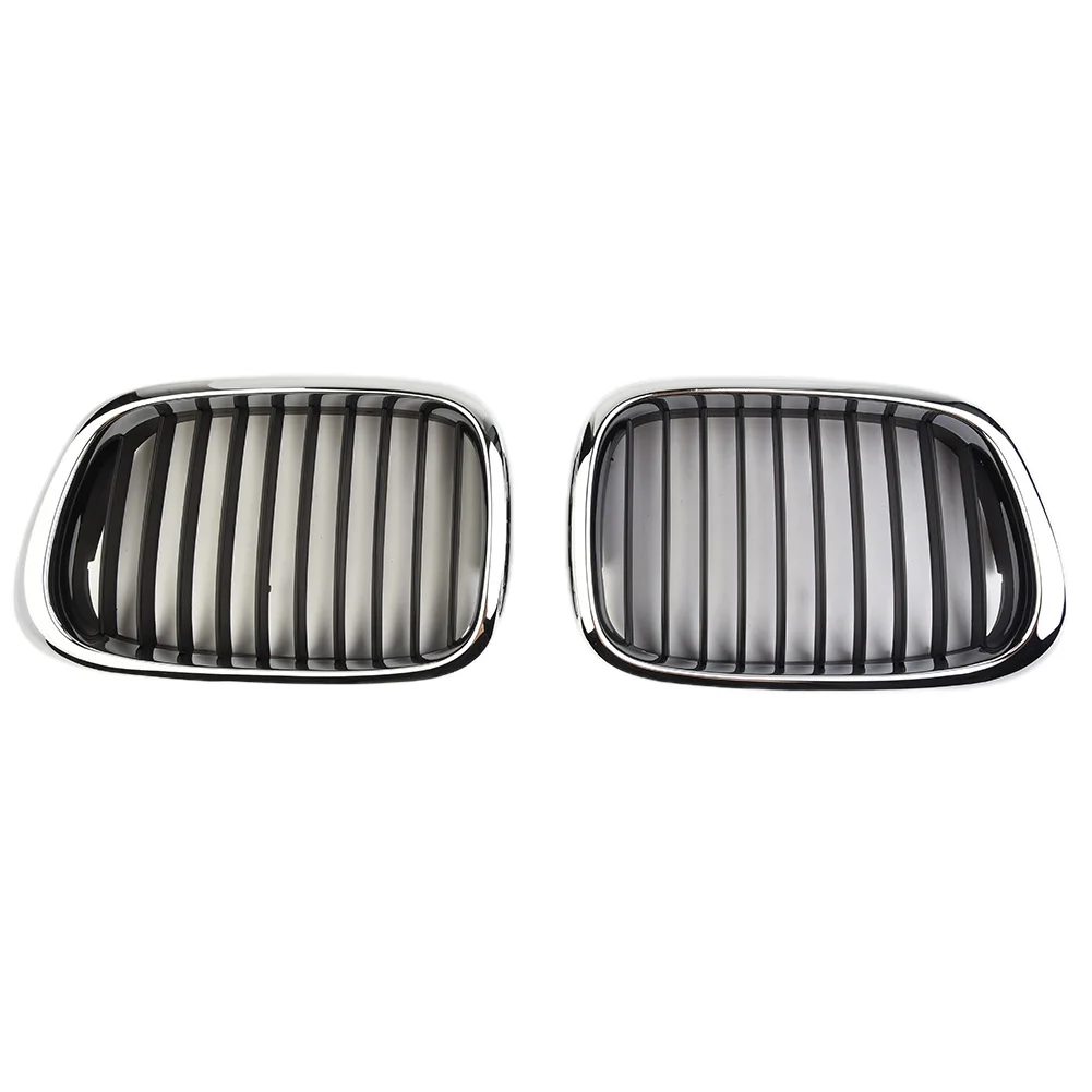 

Black Grilles Mesh Grill Bumper For BMW E39 1998-2003 For Sedan 525 530 535 540 M5 Front Chrome Silver outline Useful