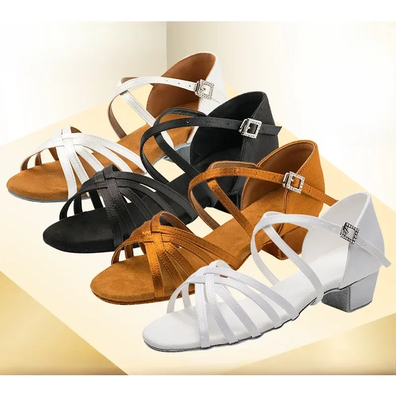 Обувь для латинских танцев девочек белые туфли самбы ча-ча танго детская обувь на