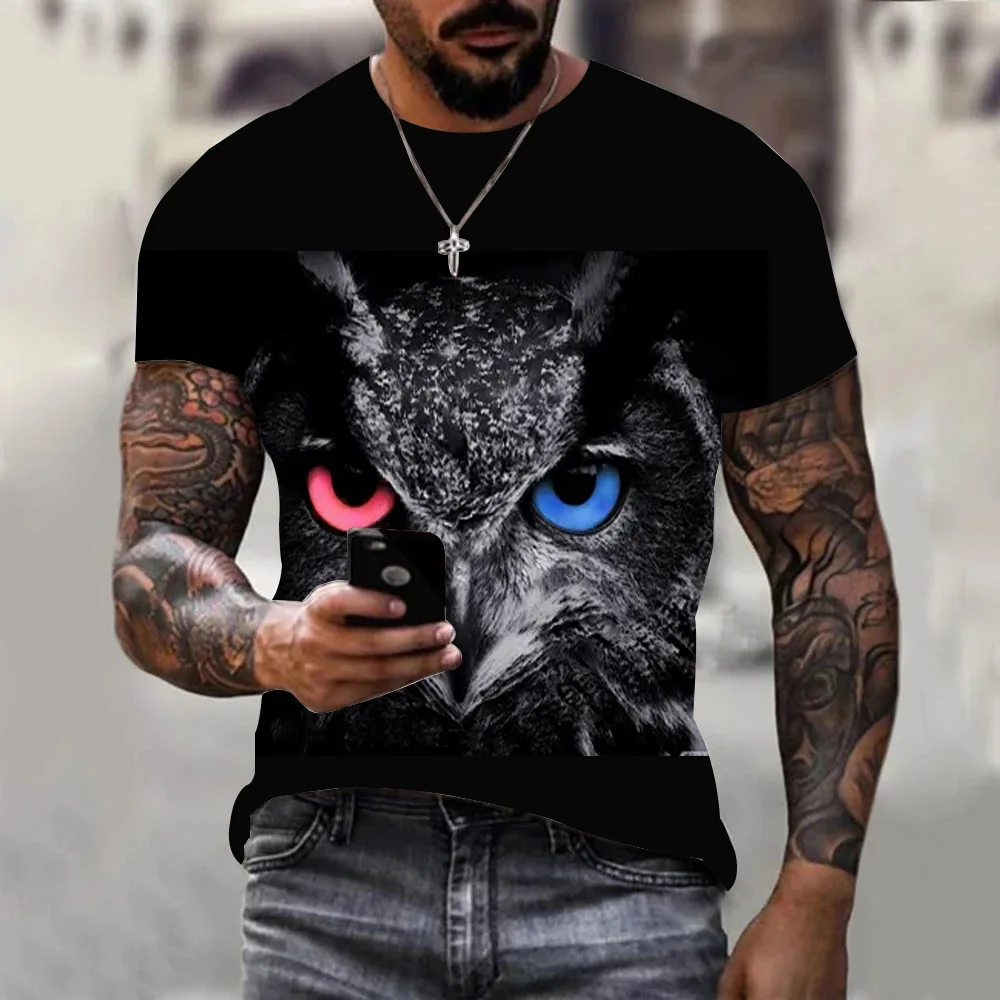 

Owl Graphic Men's T-Shirt For Men Clothing 3D Printed Summer Tops Short Sleeve Fashion Casual Oversized Tees Personality Unisex