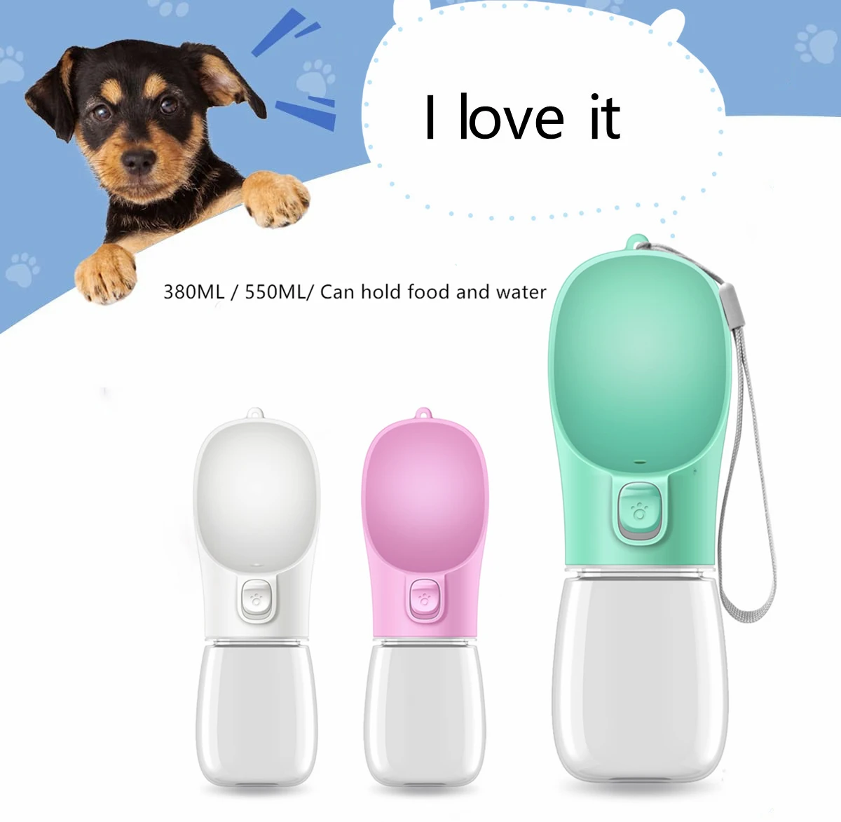 

Бутылка для воды для маленьких и больших собак, портативная поилка для прогулок на открытом воздухе, подходит для щенков, путешествий, подхо...