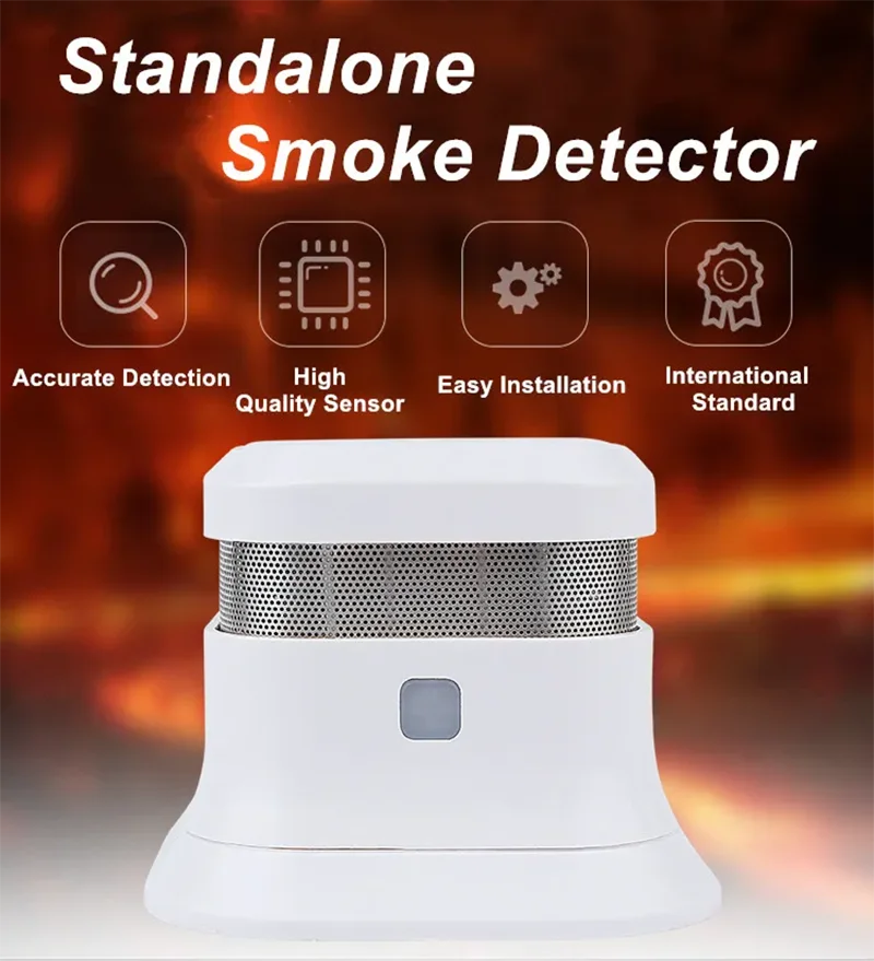 

ACJ Mini Independent Smoke Detector Photoelectric Smoke Alarm Sensor High Sensitivity 85db Sound Alarm Security Household