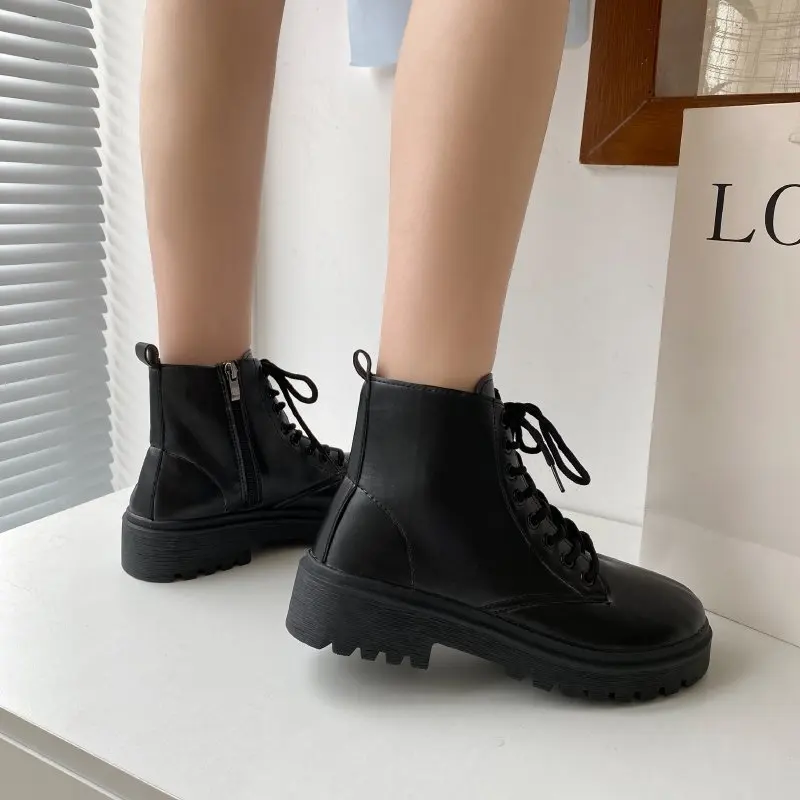 

Осень 2023, Черные ботильоны Martin, женская обувь на платформе, ботильоны, Botas De Mujer Bottine Femme Bilek Boy Botlar