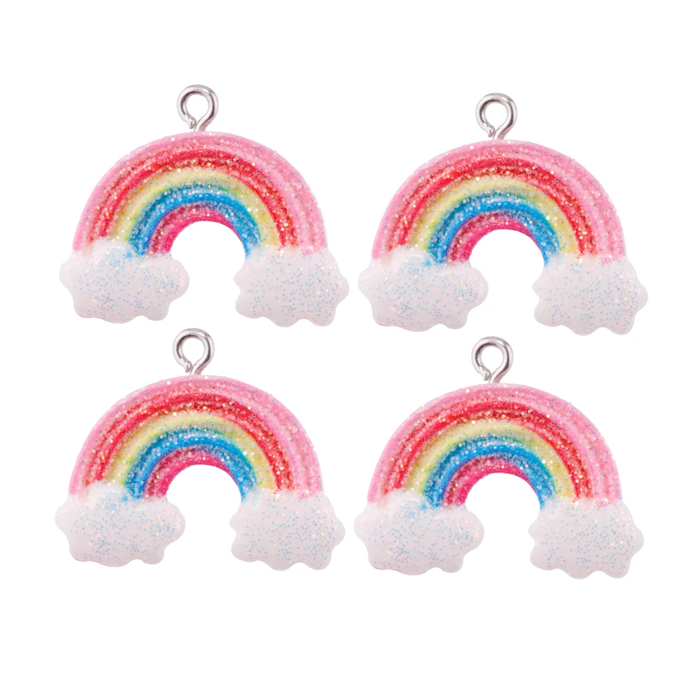 

10pcs/lot Cartoon Glitter Rainbow Clouds Charms Pendants for DIY Handmade Necklace Bracelet Jewelry Making Supplies Findings
