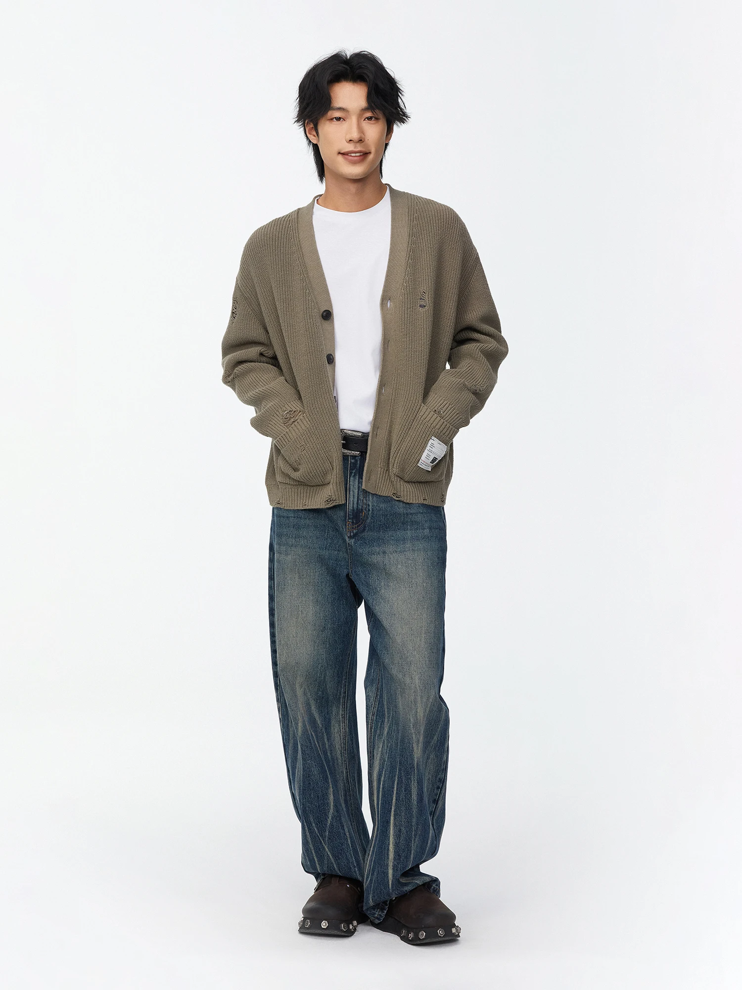 Rhrb Couple Cardigan sweater Men's Autumn and Winter Idle Sle Casual Loose New Pure Cotton Wool Knit