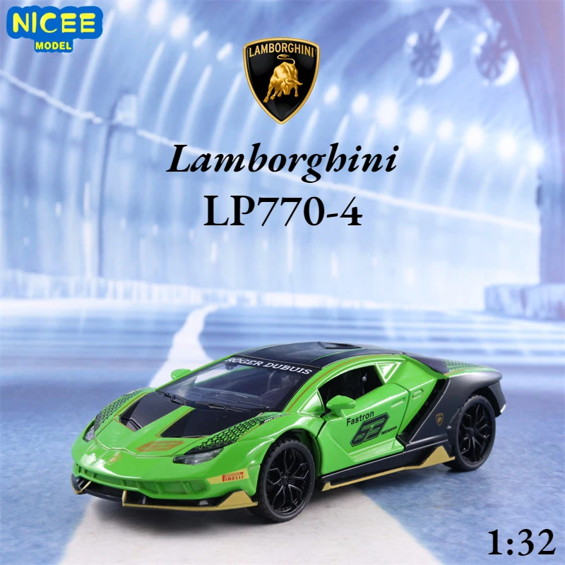 

1:32 Lamborghini LP770-4 Sports Car Simulation Diecast Metal Alloy Model car Sound Light Pull Back Collection Kids Toy Gift A537