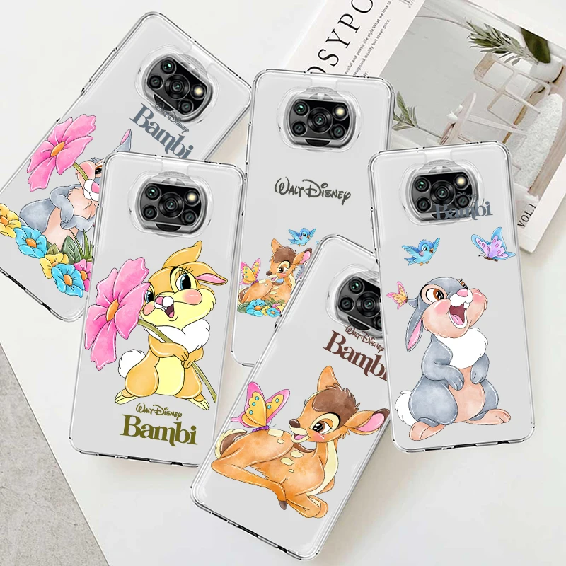 

Bambi Thumper Cute For Xiaomi Poco X5 C55 C50 M5 M4 X4 X3 F3 GT NFC M3 C3 M2 F2 F1 X2 Pro Transparent Soft Phone Case Coque Capa