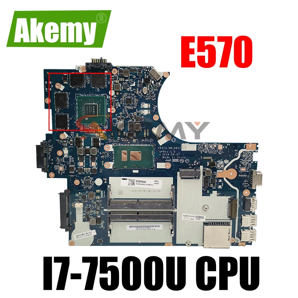 

Материнская плата для ноутбука Lenovo ThinkPad E570 с SR2ZV I7-7500U CPU FRU 01EP403 CE570 NM-A831