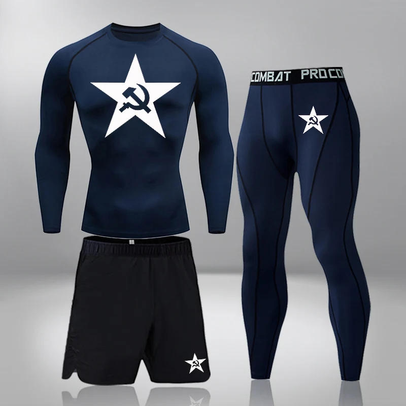 

2022 Men's Running Sets Sports Suit Breathable Jogging Basketball Underwear Tights Sportswear Yoga Clothes Gym Fitness Tracksuit