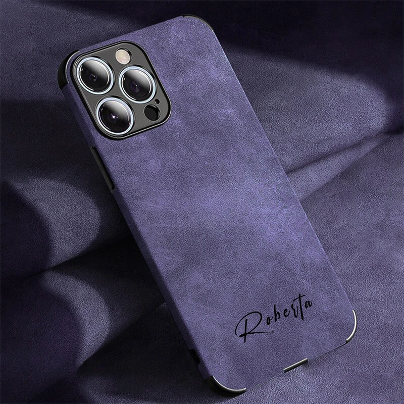 Korean Personalised Case For iPhone 14 13 12 11 Pro Max Customized Name Lambskin Leather Luxury Cover 13 14 Pro Max Gifts DIY