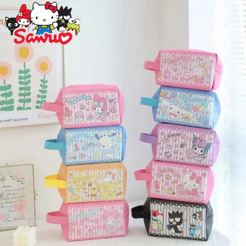 

Японская портативная ручная косметичка Sanrio Melody Kuromi Hello Kitty Cinnamoroll случайного цвета, сумка для хранения канцелярских принадлежностей