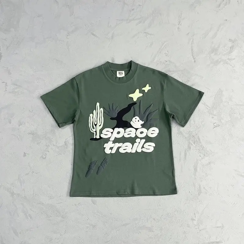 

Broken Planet Men's T-shirt Space Trails T Shirt Space Trails T Shirt Agave Green Couple's Tops Original Shorts Drip Drill