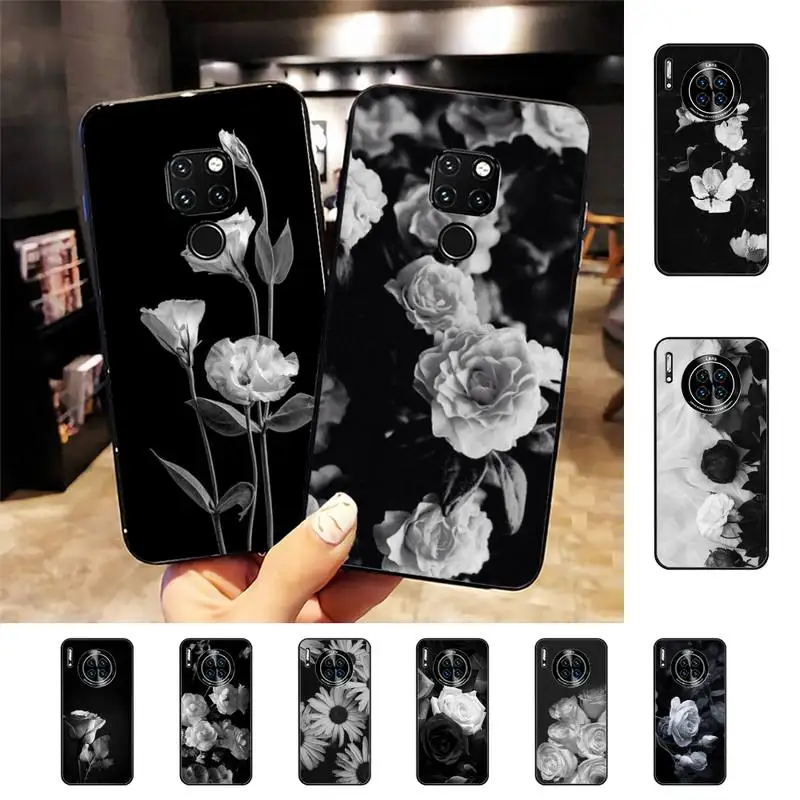 

Black White Flower Phone Case for Samsung A51 A30s A52 A71 A12 for Huawei Honor 10i for OPPO vivo Y11 cover