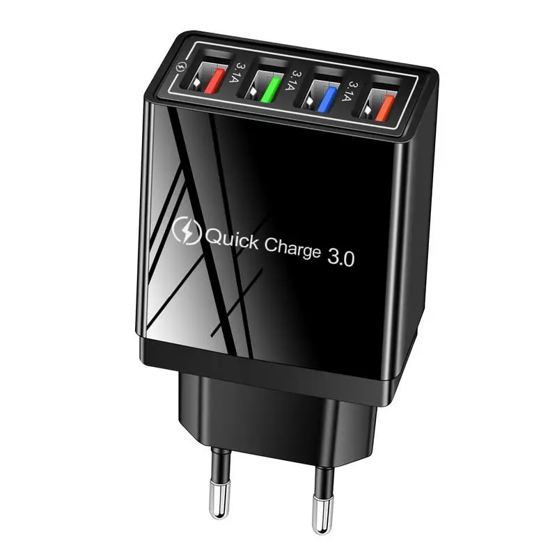 USB Charger Head USB Charger Cube Travel Charger Cube Compatible With Tablet Phones USB Devices 4USB Design