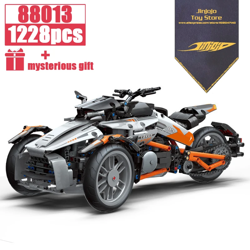 

Toys For Kids Gifts New Technical Model Building Blocks Super Speed Sports Racing Autobike MOC Bricks The Three Wheel Motorcycle