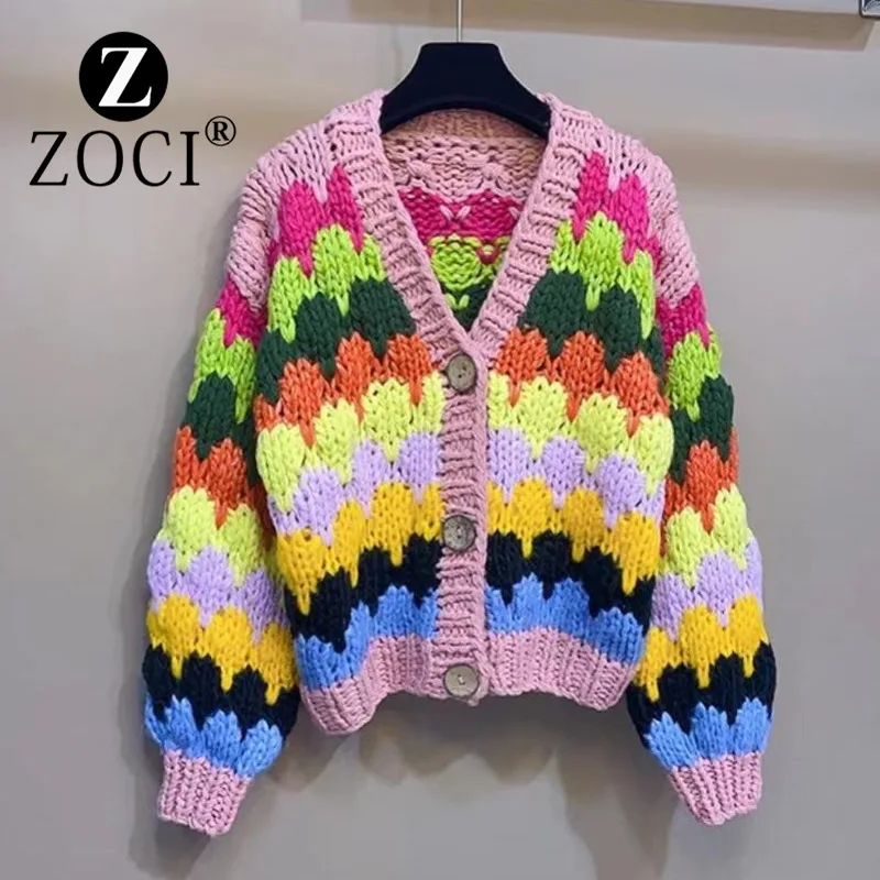 [ZOCI] Стиль продукта Повседневный свитер с длинными рукавами в контрастную