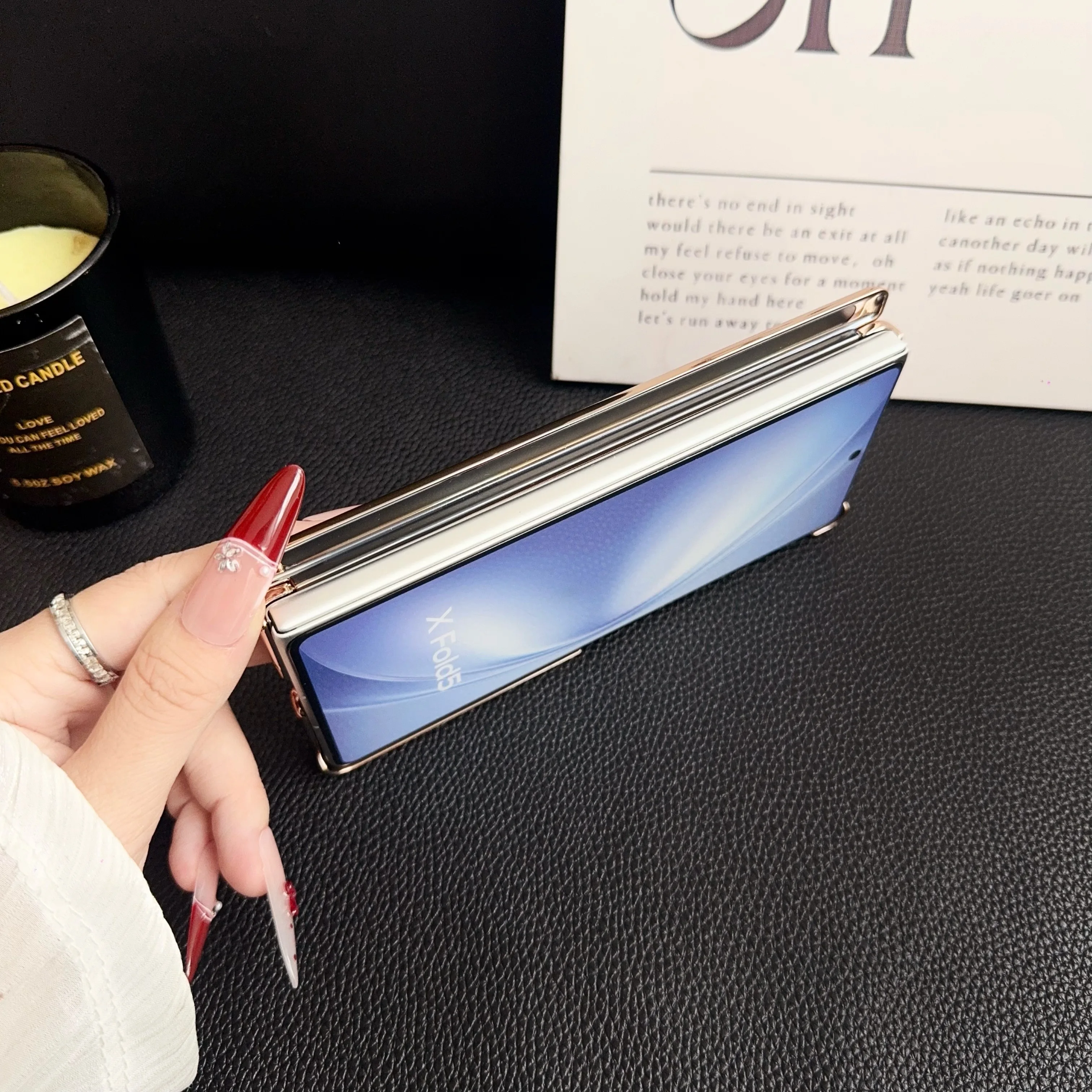 Фото Чехол для телефона VIVO X Fold 3 5 3Pro с гальваническим покрытием AG, матовый, с магнитным вращающимся держателем на 360 градусов, защита от падений, защитный чехол для складного экрана. №4