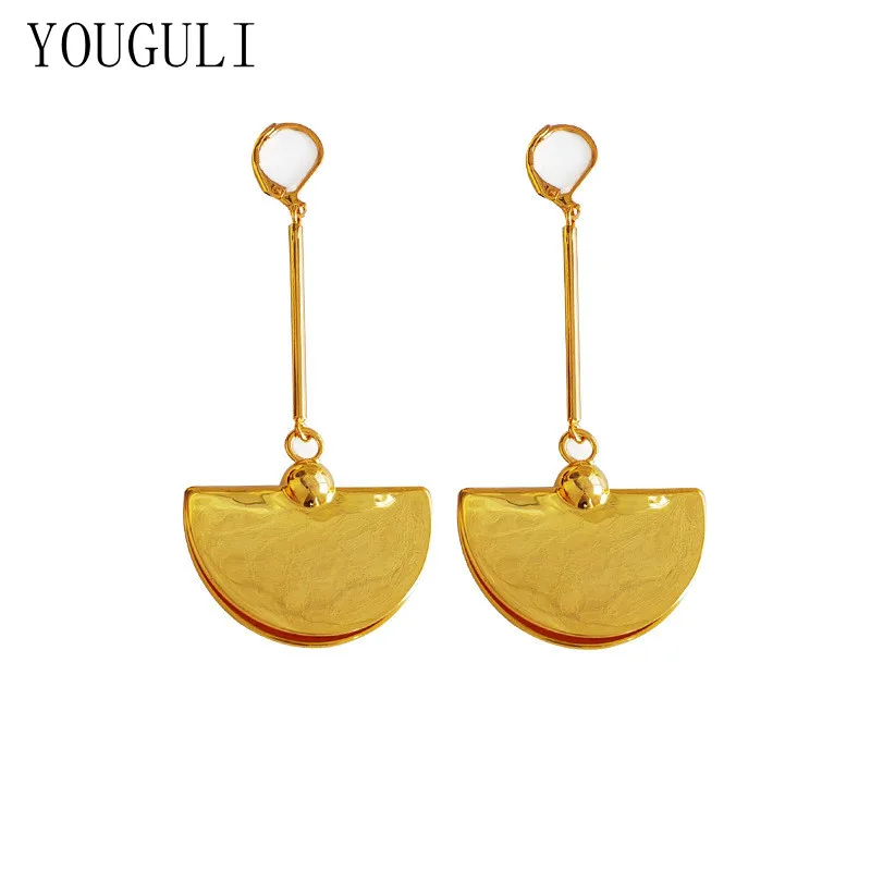 

Fashion Jewelry Metal Drop Earrings 2021 New Trend High Quality Brass Half Round Golden Hanging Dangle Earrings For Women Gifts