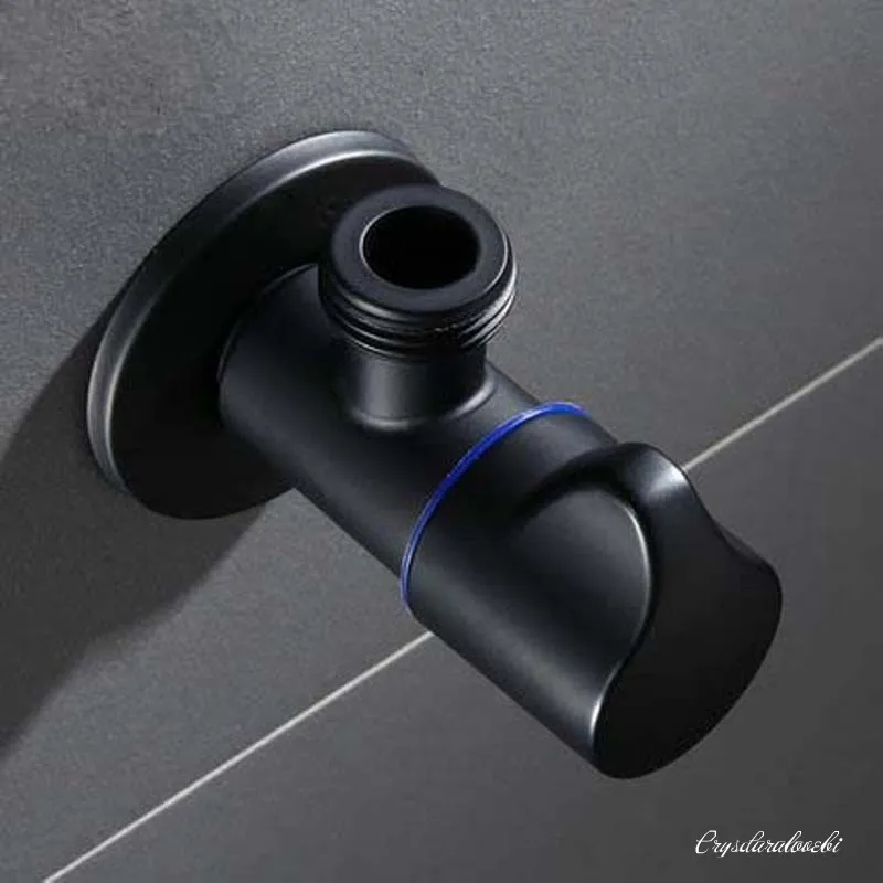 

Bathroom Angle Filling Valve Standard G1/2 Connection Black Stainless Steel Angle Valve for Kitchen Faucet Sanitary Accessories
