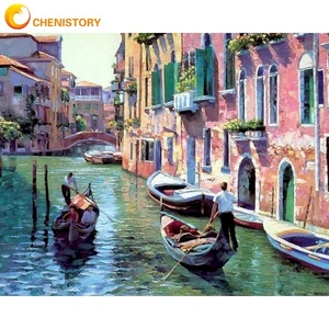 CHENISTORY 60x75cm Frame Diy Painting By Numbers Venice Scenery Picture By Numbers Handiwork Unique Gift For Home Decors