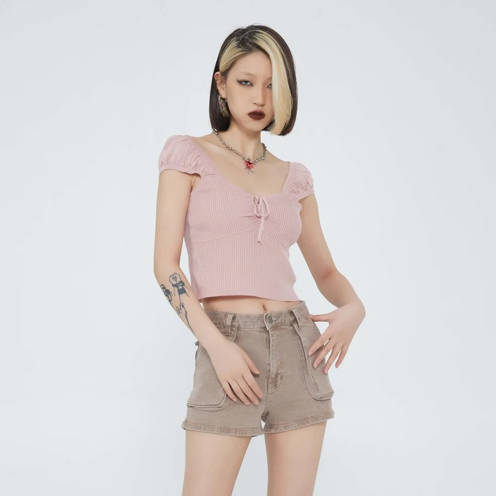 

Knit Cute Corset Pink Tops for Girl 2022 Summer Fashion y2k Clothes Women Backless Tank Top Women Clothing Vest