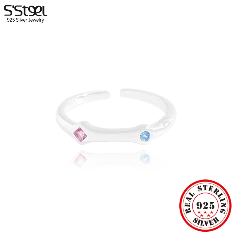 

S'STEEL Zircon Sterling Silver S925 Adjustable Rings For Girls New In Promise Trending Products 2023 Accessories Fine Jewelry