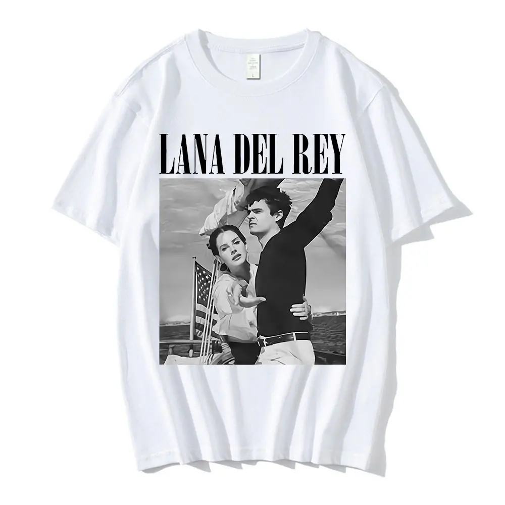 

90s Singer Lana Del Rey Ldr Sailing Graphics T-Shirt Unisex Harajuku Men Vintage Short-Sleeve T-Shirts Oversized Tees Streetwear